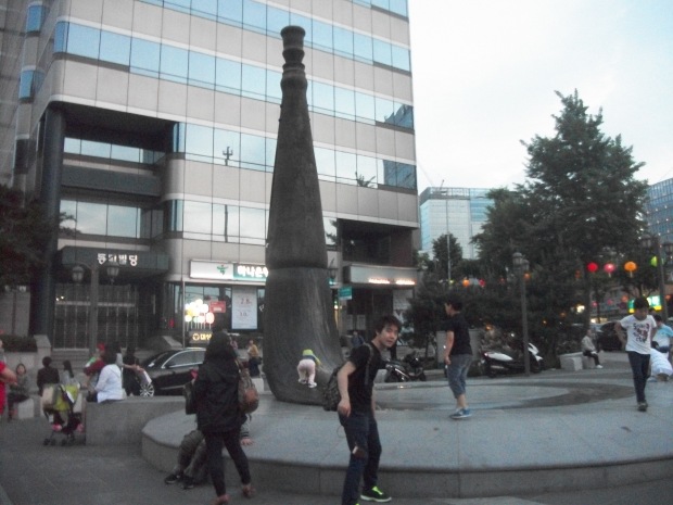 The characteristic paintbrush of the Insadong area in Seoul.  Kids are always climbing on that thing.